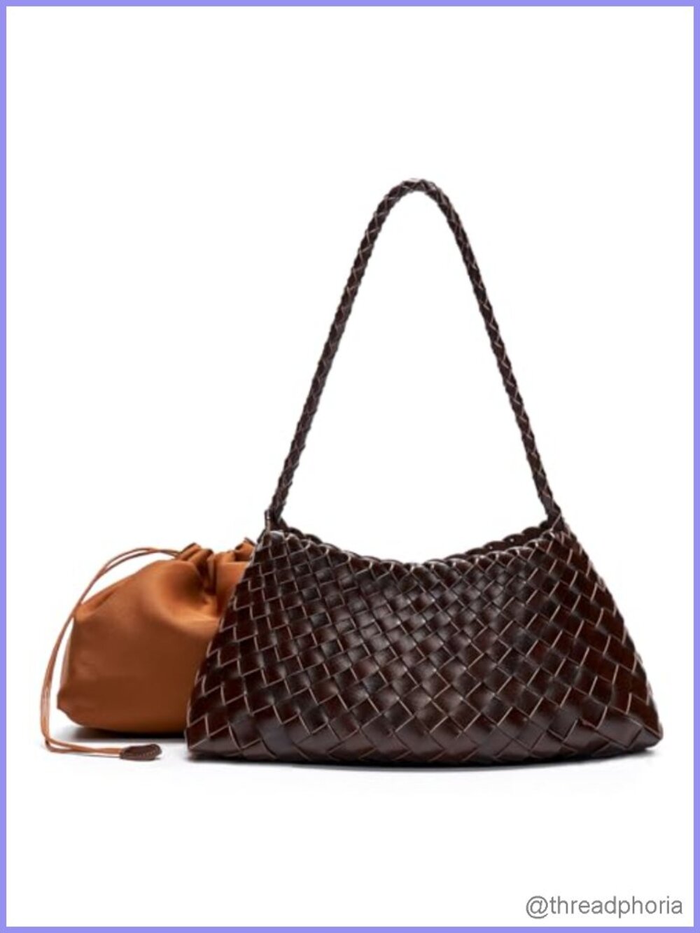 Woven Vegan Leather Shoulder Bag with Inner Pouch, Braided Strap Purse